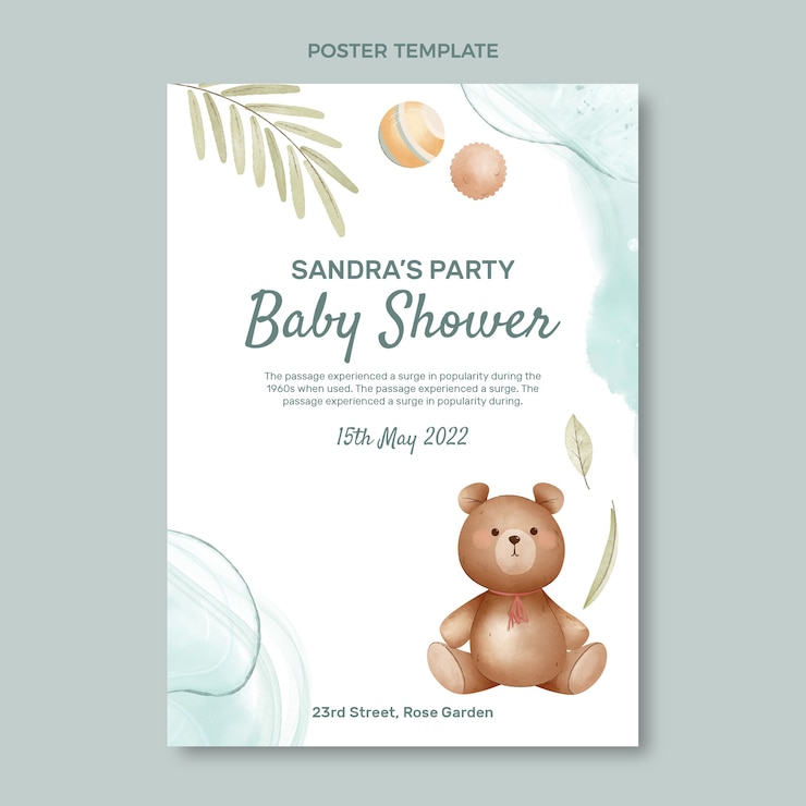 Vettore modello di poster di design per baby shower carino