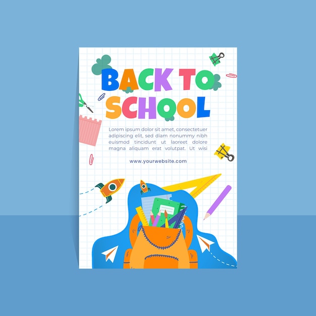 modello di poster di festa di ritorno alla scuola