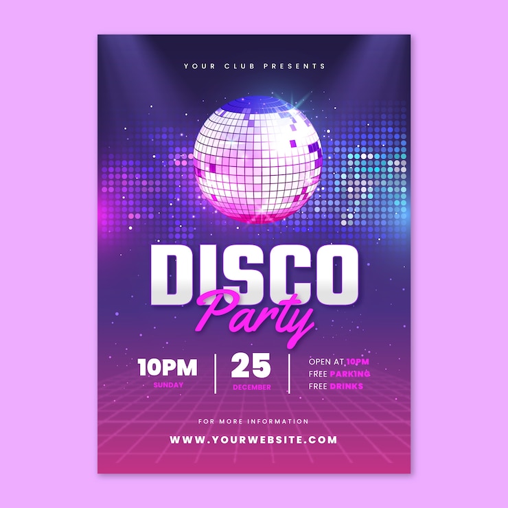 Vettore modello di poster di festa discoteca gradiente