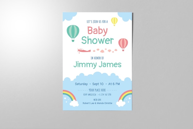 modello di poster di invito per baby shower carino
