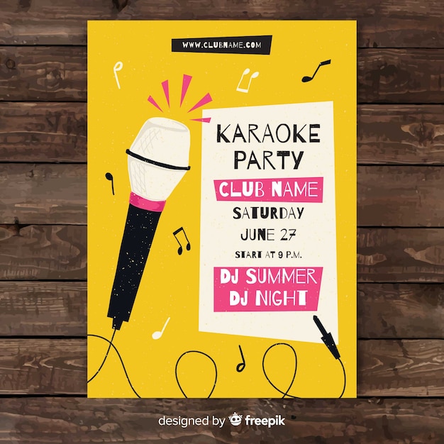 Modello di poster di karaoke disegnato a mano