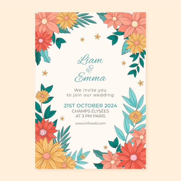 Modello di poster di matrimonio botanico