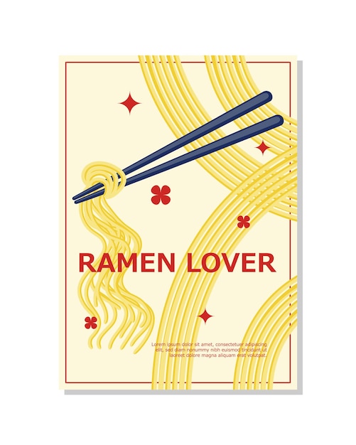 Modello di poster di ramen a disegno piatto
