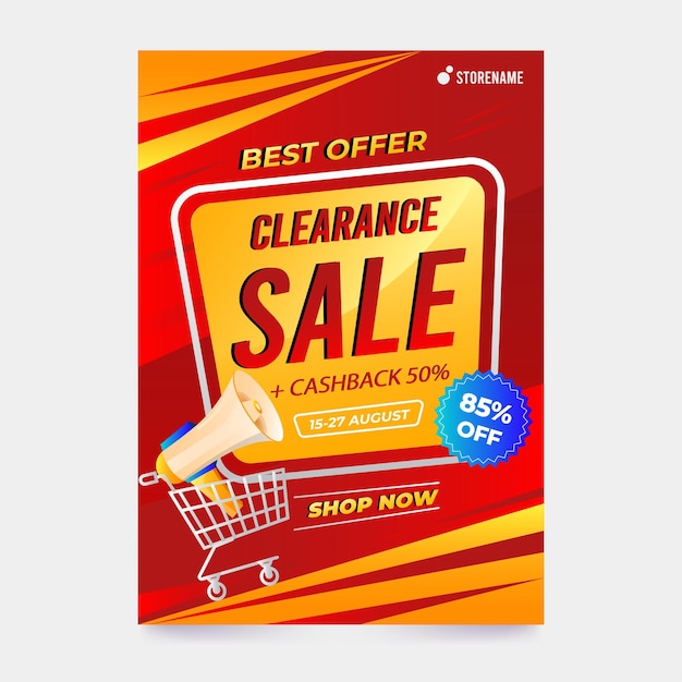Modello di poster di vendita di liquidazione realistico sfumato