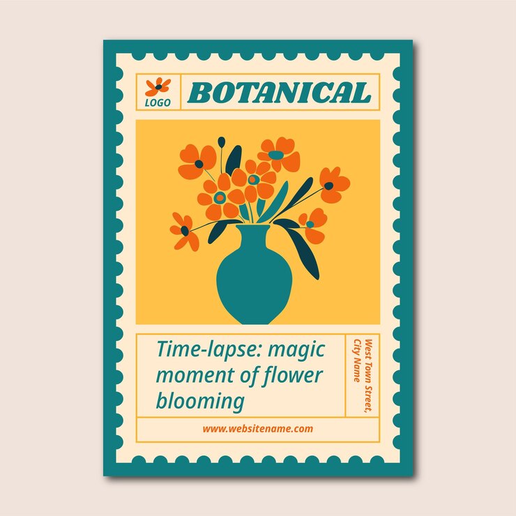 Vettore modello di poster di volantini moderni di arte botanica floreale