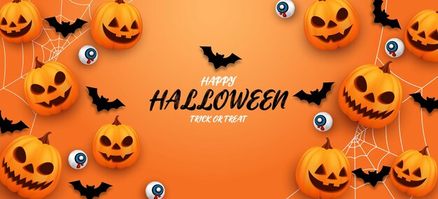 Modello di poster e banner di halloween felice