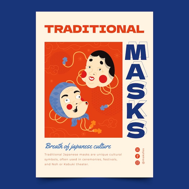 Modello di poster giapponese disegnato a mano