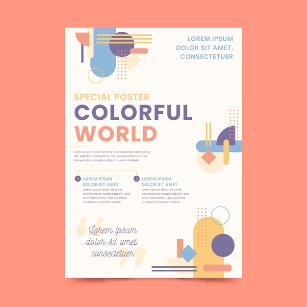 Modello di poster mondo colorato