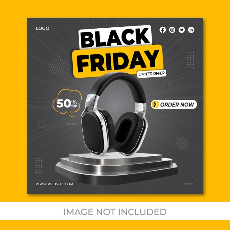 Modello di poster o banner per i social media di super vendita del Black Friday