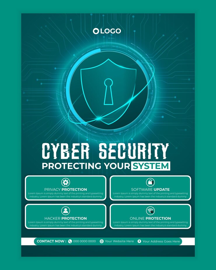 Modello di poster o volantino di sensibilizzazione sulla sicurezza informatica