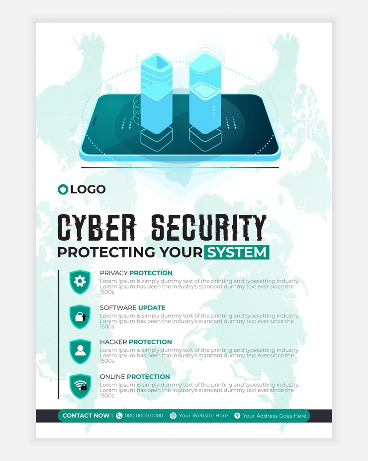 Modello di poster o volantino di sensibilizzazione sulla sicurezza informatica
