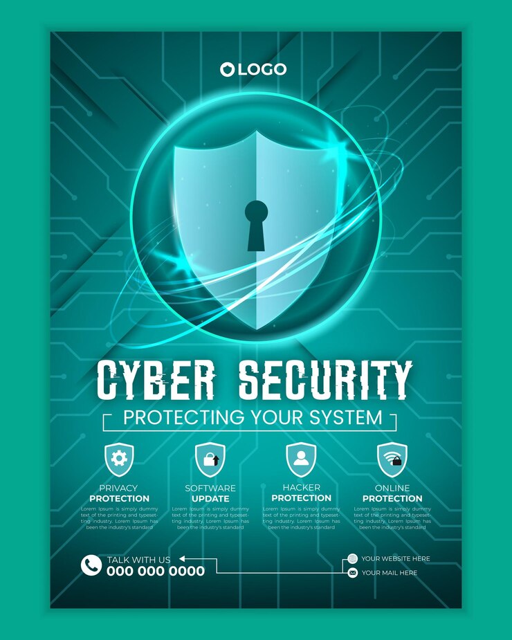 Modello di poster o volantino di sensibilizzazione sulla sicurezza informatica