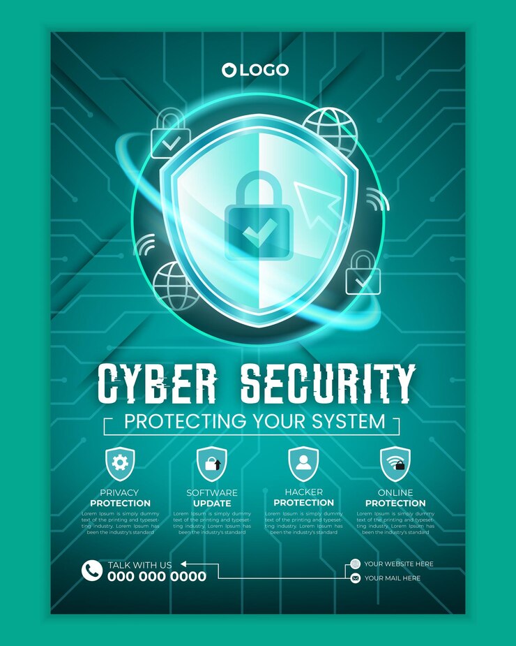 Modello di poster o volantino di sensibilizzazione sulla sicurezza informatica