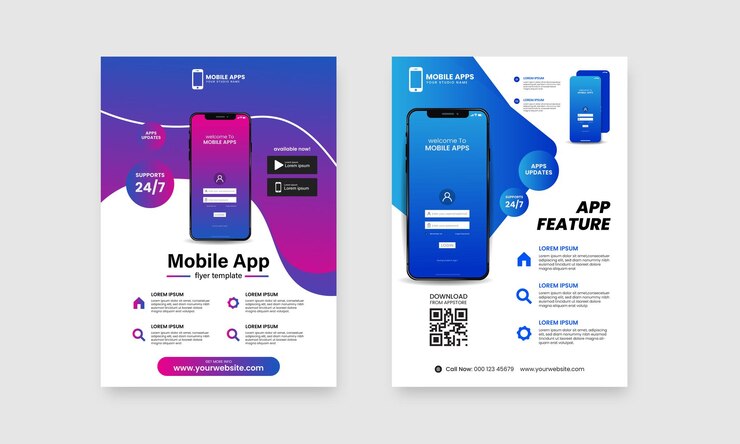 Vettore modello di poster per app mobile
