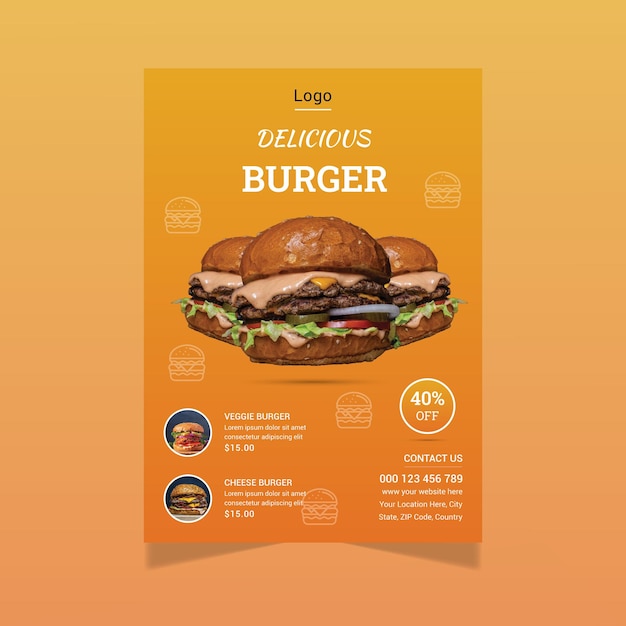 Modello di poster per hamburger