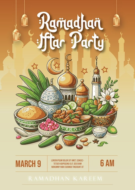 Modello di poster per la festa di Iftar