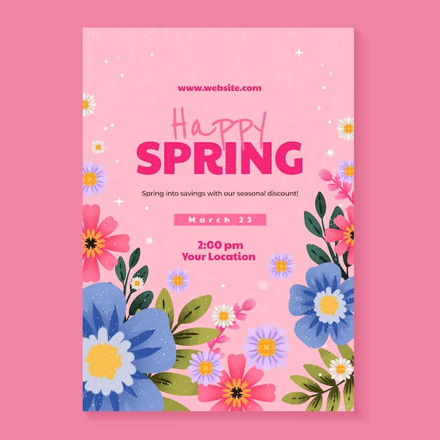Modello di poster primaverile ad acquerello