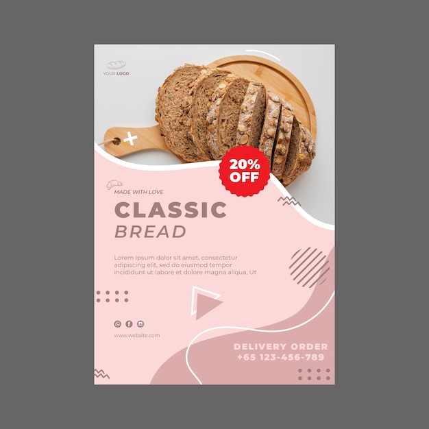 Modello di poster pubblicitario di panetteria