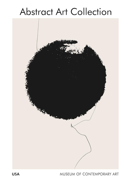 Modello di poster retrospettivo - Illustrazione disegnata a mano. Stampa d'arte contemporanea. Arte minimalista.