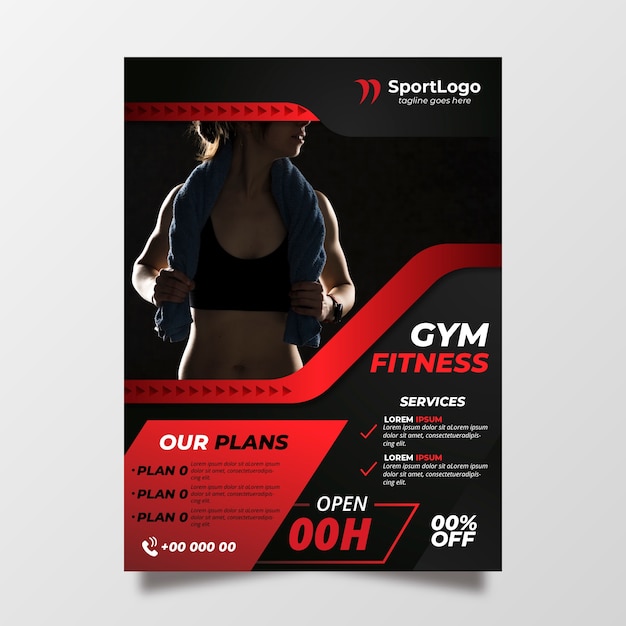 Modello di poster sportivo con foto
