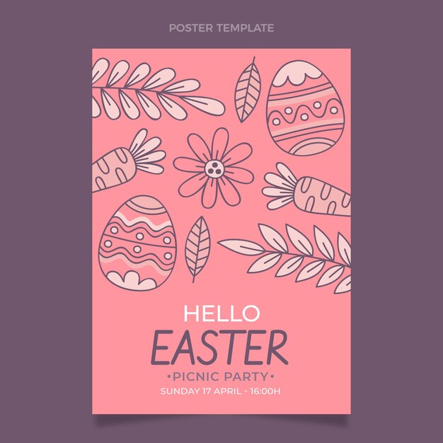 Modello di poster verticale di Pasqua disegnato a mano