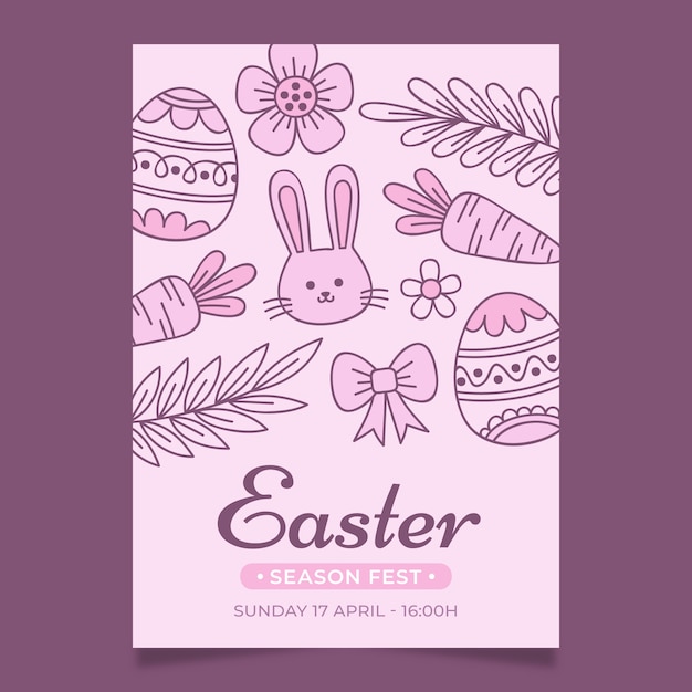 Modello di poster verticale di Pasqua disegnato a mano