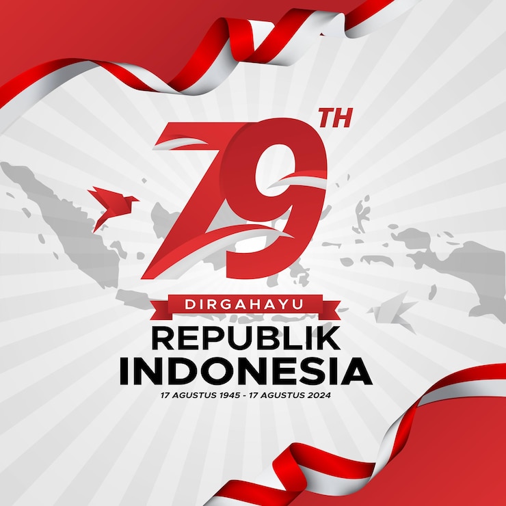 Vettore modello di poster verticale per la 79a giornata dell'indipendenza dell'indonesia