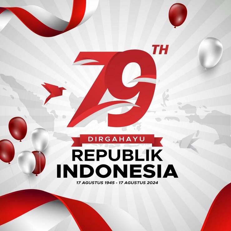 Vettore modello di poster verticale per la 79a giornata dell'indipendenza dell'indonesia
