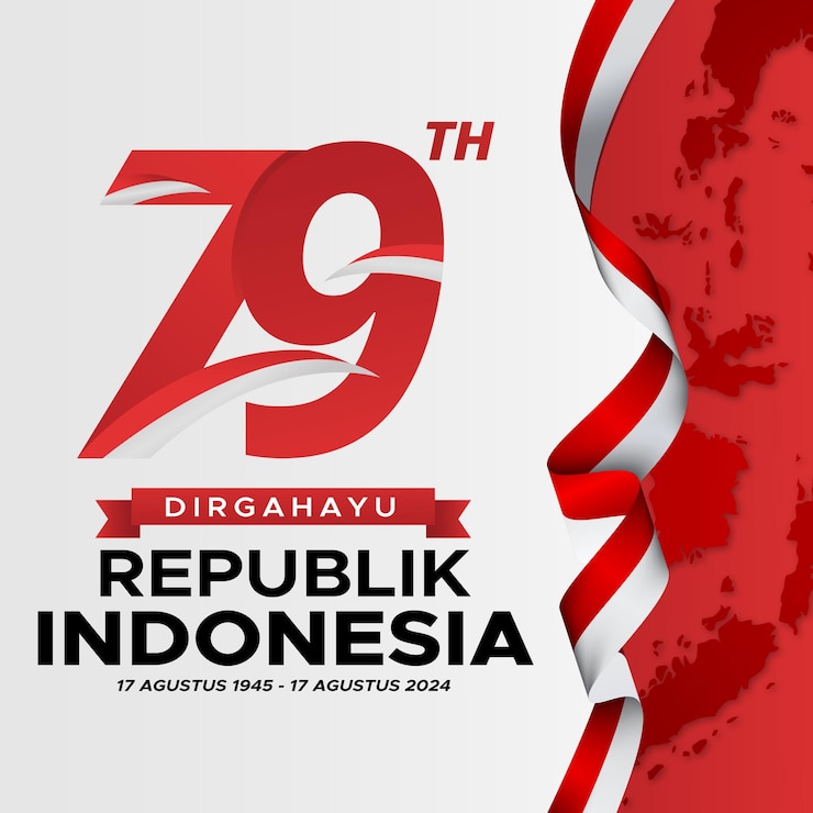 Vettore modello di poster verticale per la 79a giornata dell'indipendenza dell'indonesia