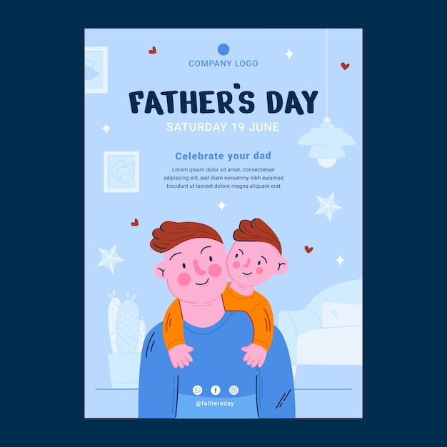 Modello di poster verticale per la festa del papà piatto
