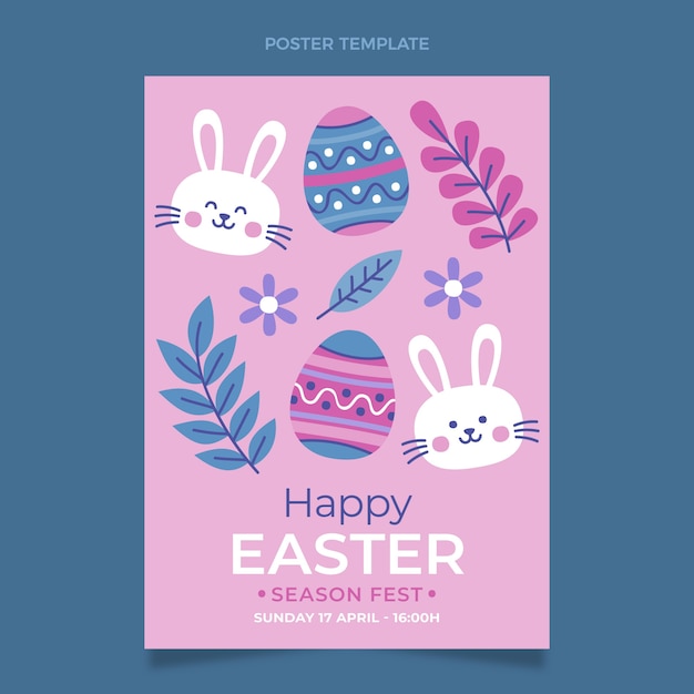 Modello di poster verticale piatto per la Pasqua