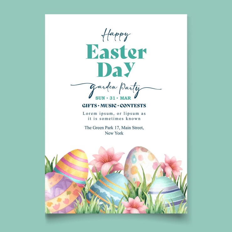 modello di poster verticale vettoriale per la celebrazione della Pasqua