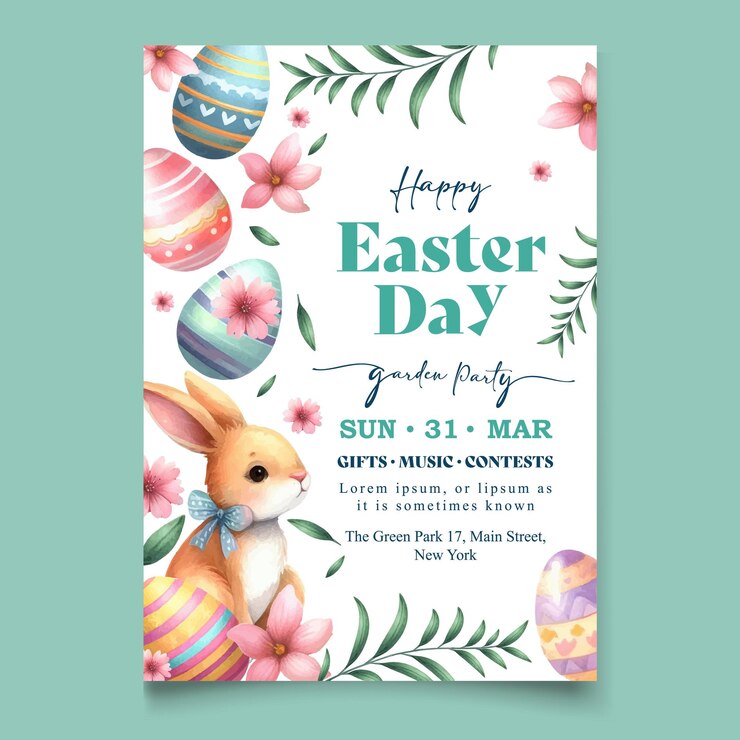 modello di poster verticale vettoriale per la celebrazione della Pasqua