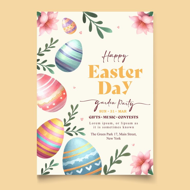 modello di poster verticale vettoriale per la celebrazione della Pasqua