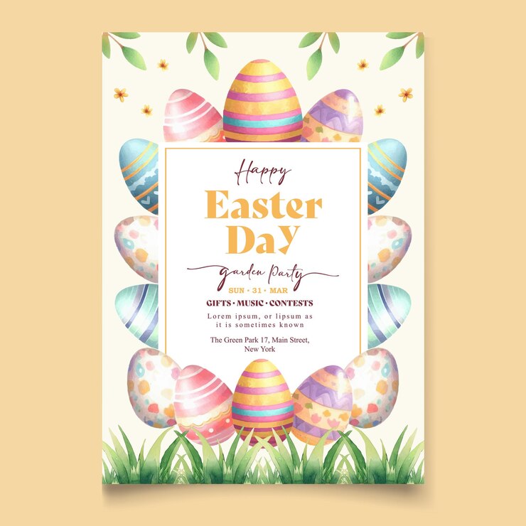 modello di poster verticale vettoriale per la celebrazione della Pasqua