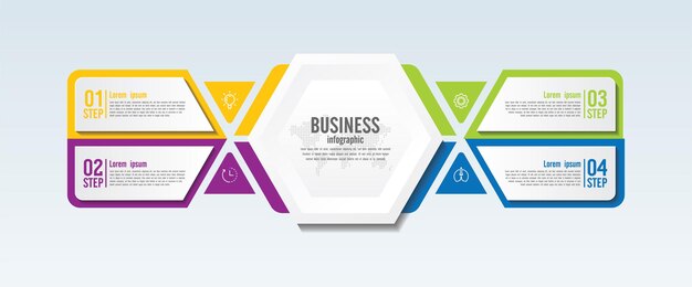 Modello di presentazione aziendale infografica con 4 passaggi