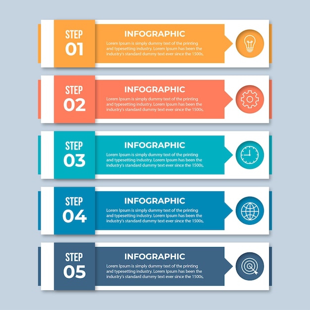 Modello di presentazione aziendale infografica con 5 opzioni
