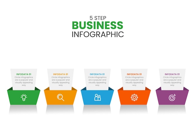 Modello di presentazione aziendale infografica con 5 opzioni
