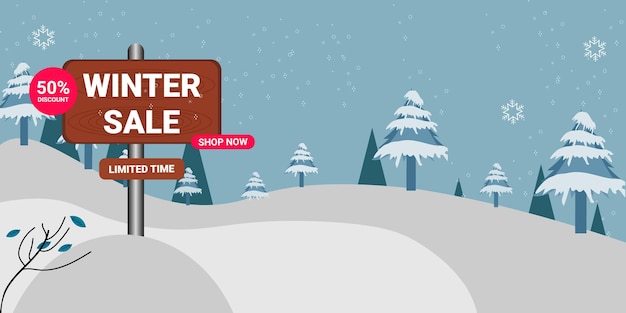 Modello di progettazione banner saldi invernali