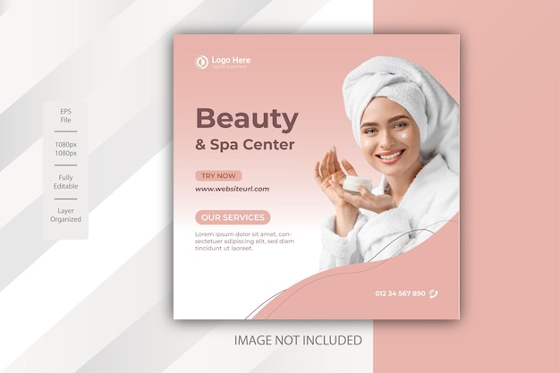 Modello di progettazione banner social media promozione bellezza e spa