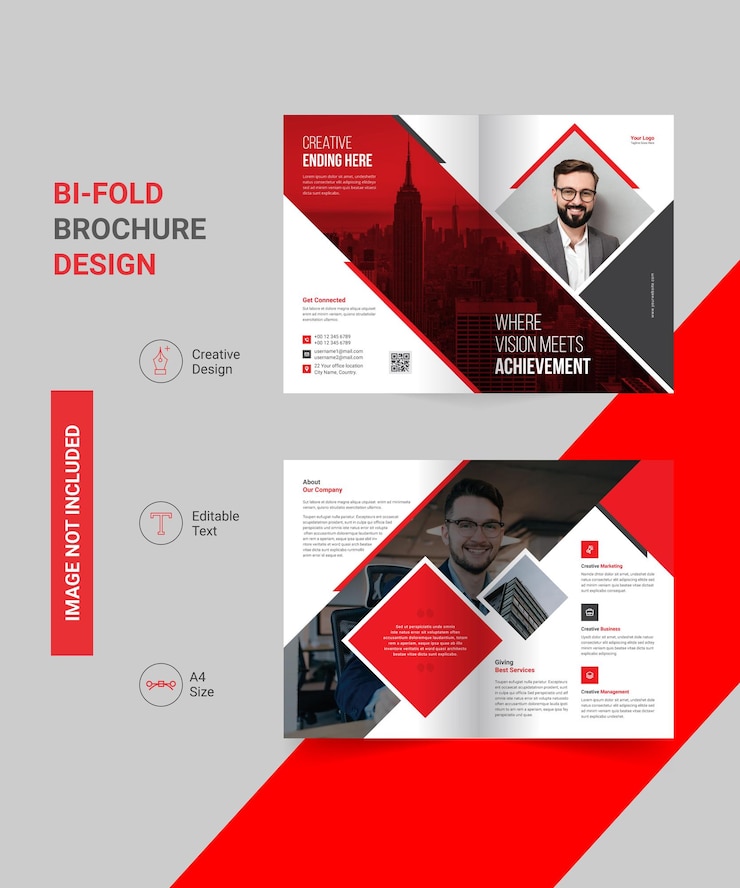 Vettore modello di progettazione brochure aziendale bifold
