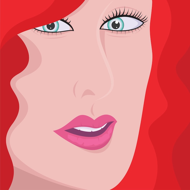 Vettore modello di progettazione concettuale dell'illustrazione vettoriale del volto femminile