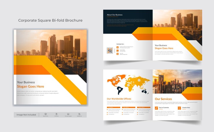 Modello di progettazione copertina brochure bifold quadrato di affari