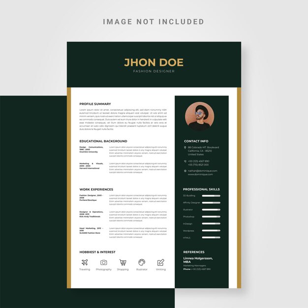 Modello di progettazione curriculum cv elegante verde