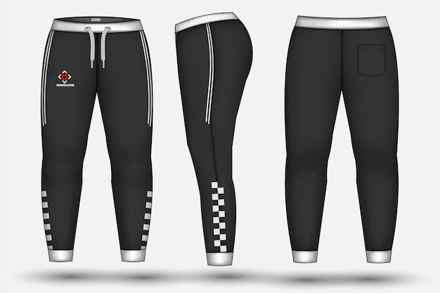 Modello di progettazione dei pantaloni dei pantaloni e illustrazione tecnica della moda per il design dei pantaloni e dei pantaloni della tuta