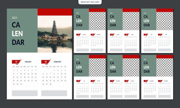 Modello di progettazione del calendario da parete 2023