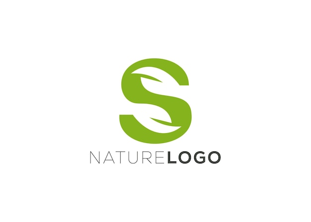 Modello di progettazione del logo a foglia astratta di lettera S verde