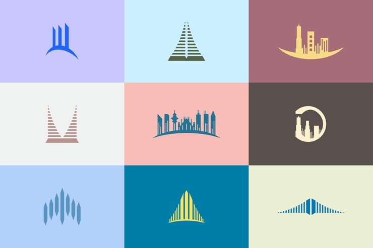Modello di progettazione del logo del kit di costruzione astratto
