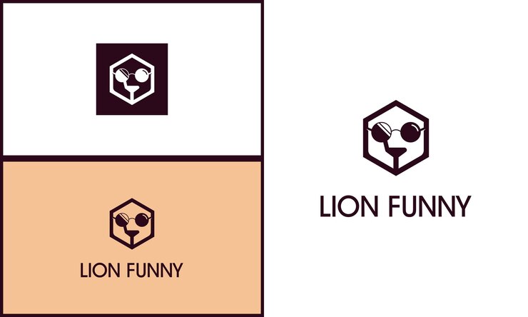 Vettore modello di progettazione del logo del leone, occhiali di ispirazione
