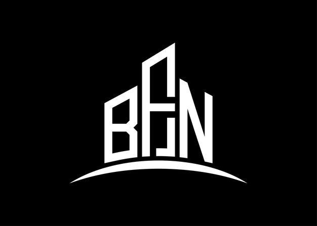 Modello di progettazione del logo del monogramma vettoriale dell'edificio Letter BFN Building Shape Logo BFN